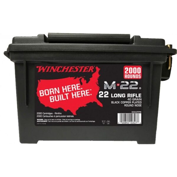 Winchester M-22 Rimfire Rifle Ammunition .22 LR 40 gr. CPRN 1255 fps 2000/ct - Precision Shot Firearms