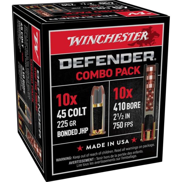 Winchester Defender Combo Pack Shotshells and Handgun Ammunition .410 ga/.45 Colt 225 gr. JHP 850 fps 20/ct - Precision Shot Firearms