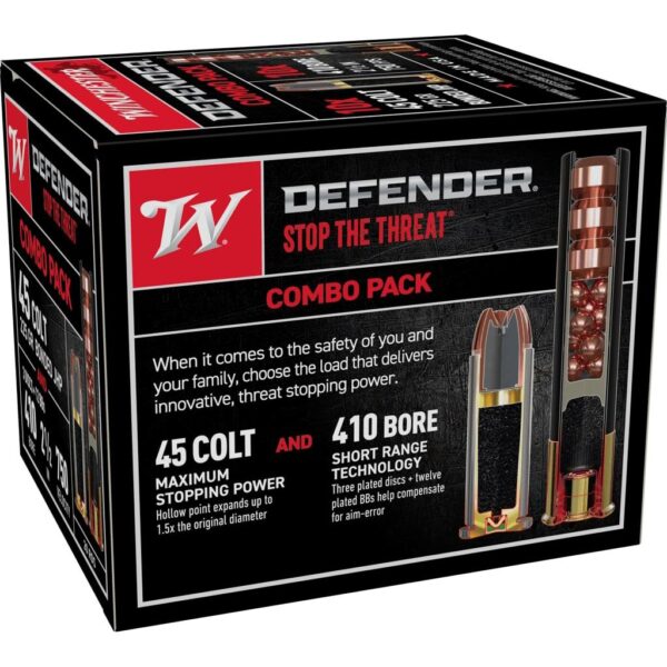 Winchester Defender Combo Pack Shotshells and Handgun Ammunition .410 ga/.45 Colt 225 gr. JHP 850 fps 20/ct - Precision Shot Firearms