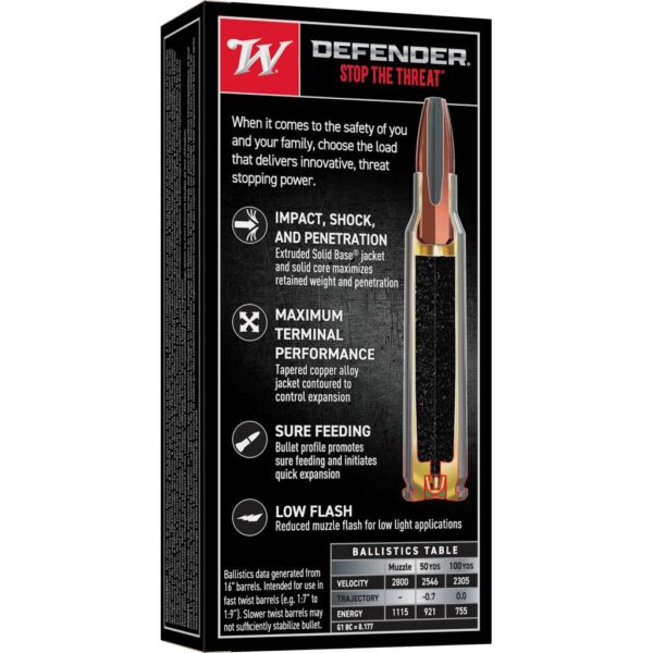 Winchester PDX1 Defender Rifle Ammunition 5.56mm 64 gr. PHP 2800 fps 20/ct - Precision Shot Firearms