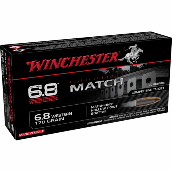 Winchester Match Rifle Ammunition 6.8 Western 170 gr. BTHP 2910 fps 20/ct - Precision Shot Firearms