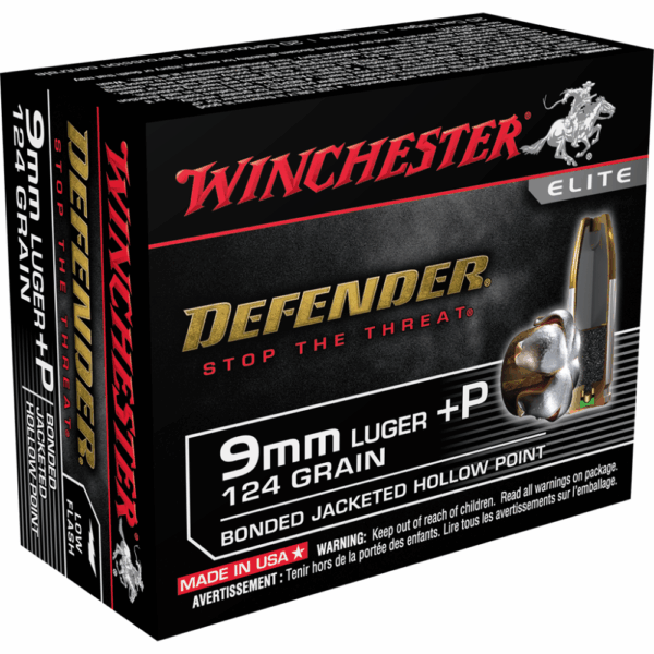 Winchester PDX1 Defender Handgun Ammunition 9mm Luger (+P) 124 gr JHP 1200 fps 20/ct - Precision Shot Firearms