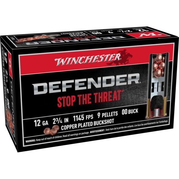 Winchester Copper Plated Defender Shotshells 12 ga 2-3/4" 9-Pellet 1145 fps #00 10/ct - Precision Shot Firearms