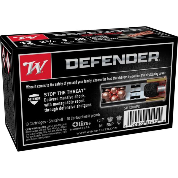 Winchester Copper Plated Defender Shotshells 12 ga 2-3/4" 9-Pellet 1145 fps #00 10/ct - Precision Shot Firearms