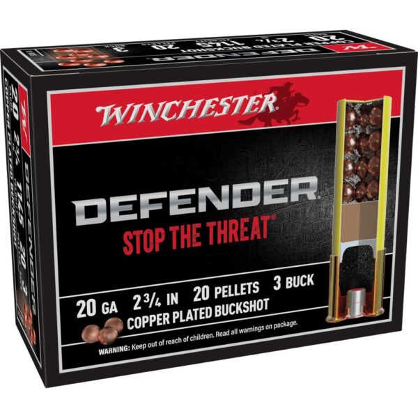 Winchester Copper Plated Defender Shotshell 20 ga 2-3/4" 20 pellet 1145 fps #3 10/ct - Precision Shot Firearms