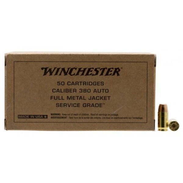 Winchester Service Grade Ammunition 380 Auto 95 gr. FMJ 955 fps 50/ct - Precision Shot Firearms