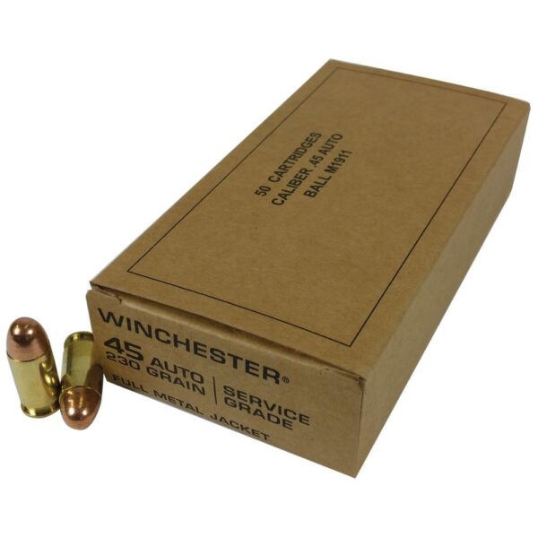 Winchester Military Service Grade Handgun Ammunition .45 ACP 230 gr. FMJ 865 fps 50/ct - Precision Shot Firearms