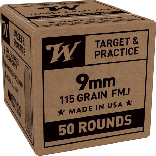 Winchester Service Grade Handgun Ammunition 9mm Luger 115gr FMJ 1300fps 50/ct - Precision Shot Firearms