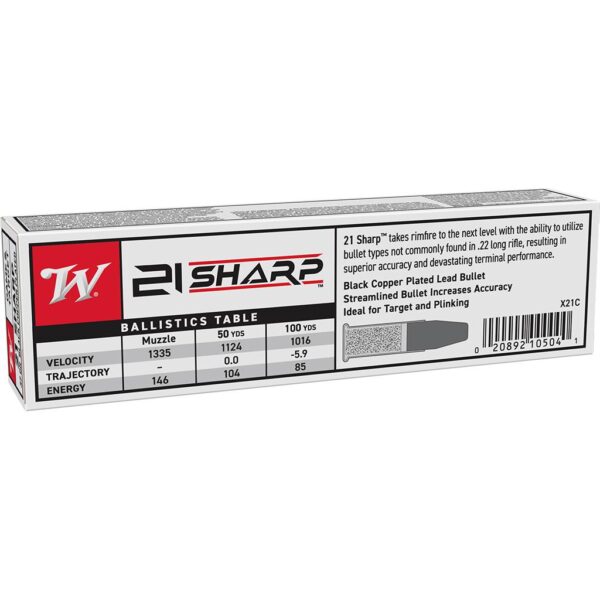 Winchester Game & Target Black Copper Lead Rimfire Ammunition 21 Sharp 42gr FMJ 1335fps 100/ct - Precision Shot Firearms