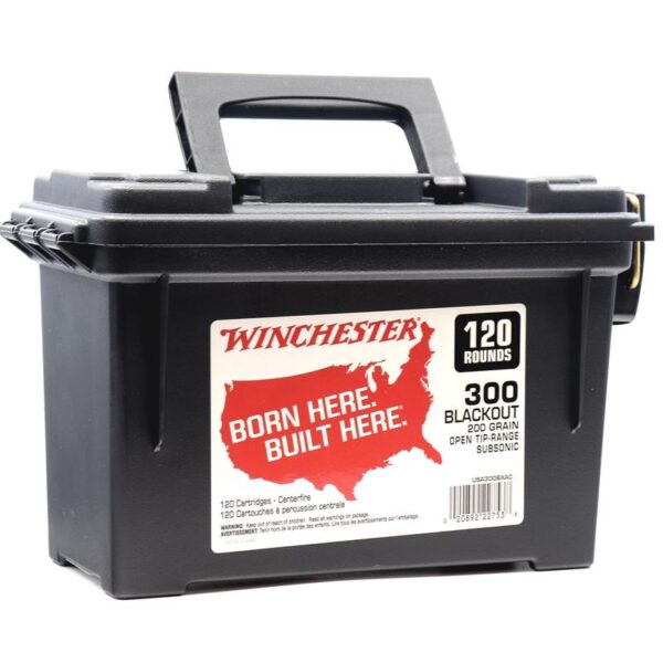 Winchester USA Rifle Ammunition .300 Blackout 200 gr. FMJ OTM 1060 fps 120/ct (Bulk Plastic Ammo Can) - Precision Shot Firearms