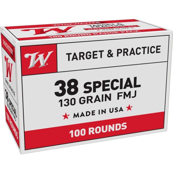 Winchester Target Handgun Ammunition .38 Spl 130 gr. FMJ-FP 800 fps 100/ct - Precision Shot Firearms