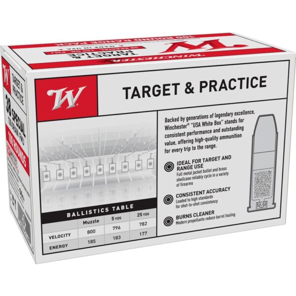 Winchester Target Handgun Ammunition .38 Spl 130 gr. FMJ-FP 800 fps 100/ct - Precision Shot Firearms