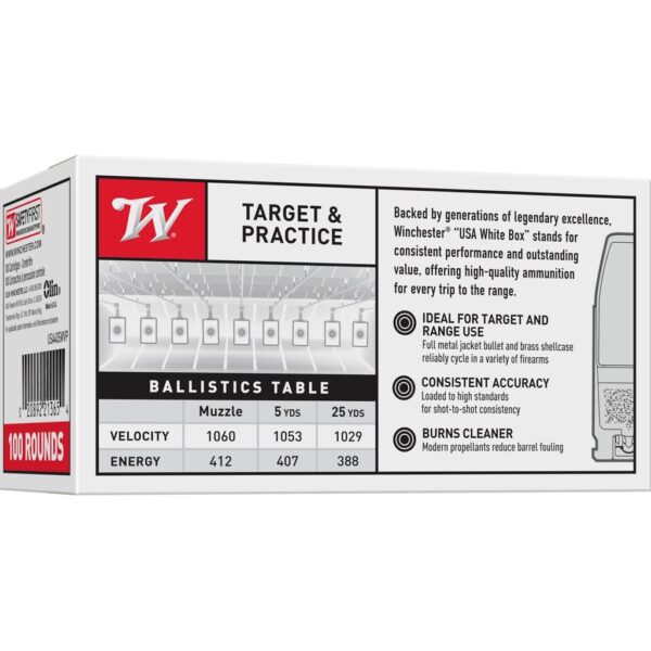 Winchester USA Handgun Ammunition .40 S&W 165 gr. FMJ 1060 fps 100/ct - Precision Shot Firearms