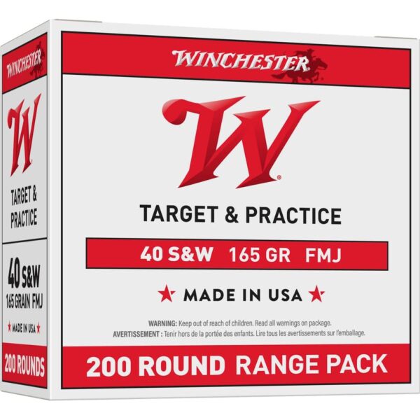 Winchester Target Handgun Ammunition .40 S&W 165 gr. FMJ 1060 fps 200/ct - Precision Shot Firearms