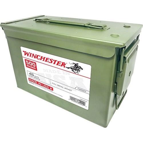 Winchester USA Ammo Can 45 Auto 230 FMJ 910 fps 500/ct Ammo - Precision Shot Firearms