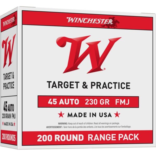 Winchester USA Handgun Ammunition .45 ACP 230 gr. FMJ 835 fps 200/ct - Precision Shot Firearms