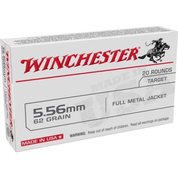 Winchester USA Rifle Ammunition 5.56mm 62 gr. FMJ 3100 fps 20/ct - Precision Shot Firearms