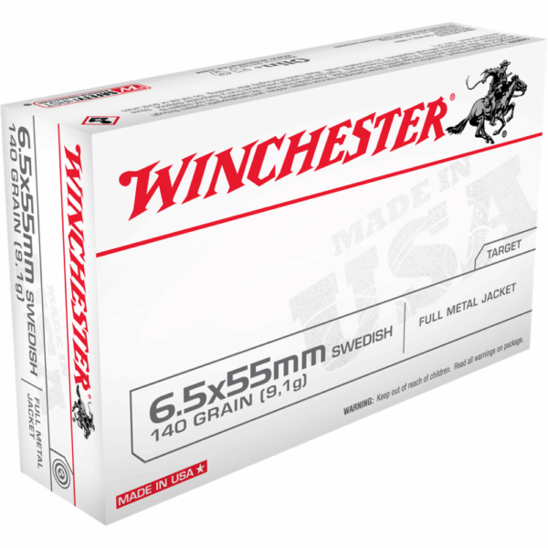 Winchester USA Handgun Ammunition 6.5x55mm Swedish 140 gr. FMJ 2550 fps 20/ct - Precision Shot Firearms