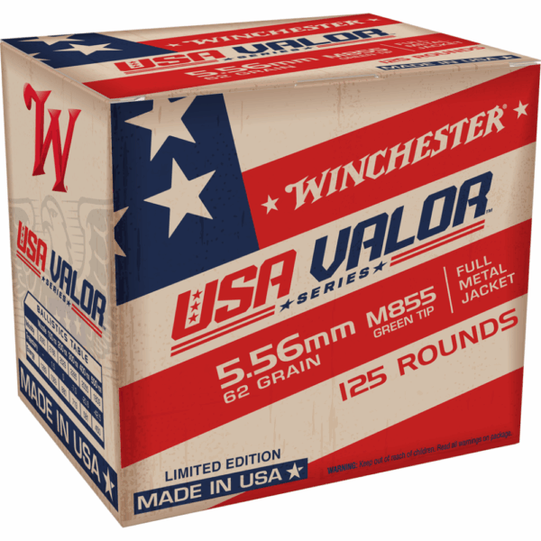 Winchester USA Valor M855 Green Tip Rifle Ammunition 5.56mm 62 gr. FMJ 3060 fps 125/ct - Precision Shot Firearms