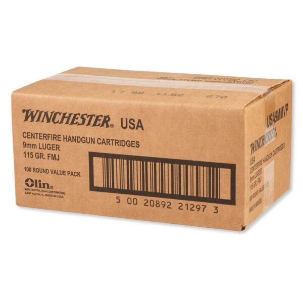 Winchester USA Handgun Ammunition 9mm Luger 115 gr. FMJ 1190 fps 1000/case - Precision Shot Firearms