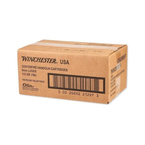 Winchester USA 9mm 115 gr. FMJ Bulk 1000/rd Case (5-boxes/200RD) - Precision Shot Firearms