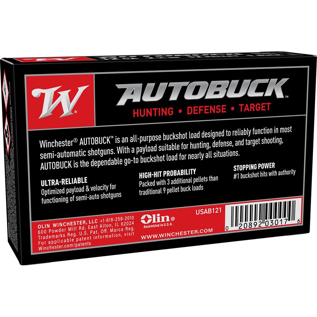 Winchester Autobuck Shotshells 12ga 2-3/4" 12plts 1325 fps #1 5/ct - Precision Shot Firearms