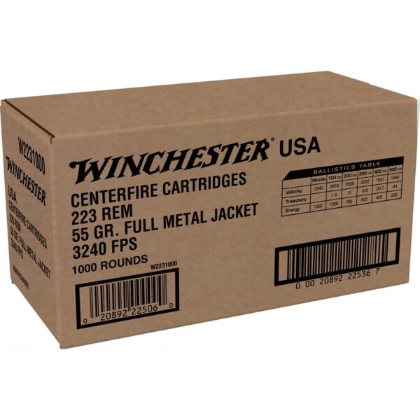 Winchester USA Lake City Rifle Ammunition .223 Rem 55 gr. FMJ 3240 fps 1000/ct (Bulk) - Precision Shot Firearms