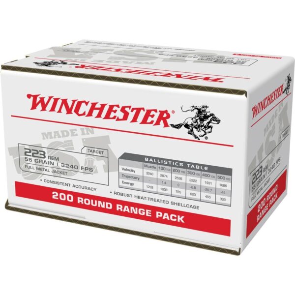 Winchester USA Lake City Rifle Ammunition .223 Rem 55 gr. FMJ 3240 fps 200/ct - Precision Shot Firearms
