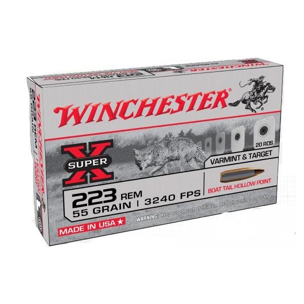 Winchester Super-X Varmint & Target Rifle Ammunition .223 Rem 55 gr. BTHP 3240 fps 500/ct Case (20rd Boxes) - Precision Shot Firearms