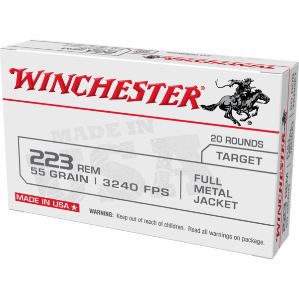 Winchester Target Rifle Ammunition .223 Rem 55 gr. FMJ 3240 fps 20/ct - Precision Shot Firearms