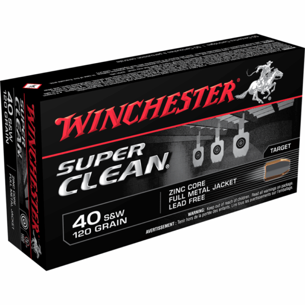 Winchester Super Clean NT Handgun Ammunition .40 S&W 120 gr. JSP 1250 fps 50/ct - Precision Shot Firearms