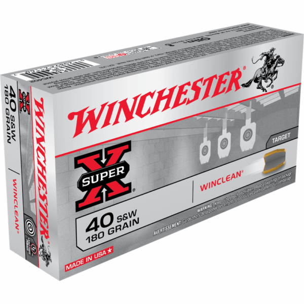 Winchester Super X WinClean Handgun Ammunition .40 S&W 180 gr. JSP 990 fps 50/ct - Precision Shot Firearms