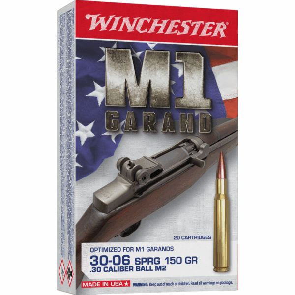 Winchester M1 Garand Rifle Ammunition .30-06 Sprg 150 gr. FMJ 2740 fps 20/ct - Precision Shot Firearms