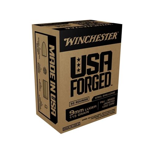 Winchester USA Forged- Steel Case Handgun Ammunition 9mm Luger 115 gr. FMJ 1190 fps 50/ct - Precision Shot Firearms