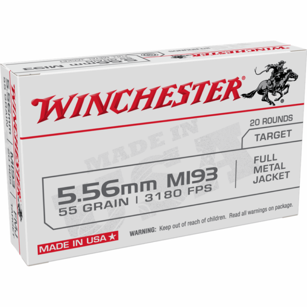 Winchester USA Lake City M193 Rifle Ammunition 5.56mm 55 gr. FMJ 3240 fps 1000/ct case - Precision Shot Firearms