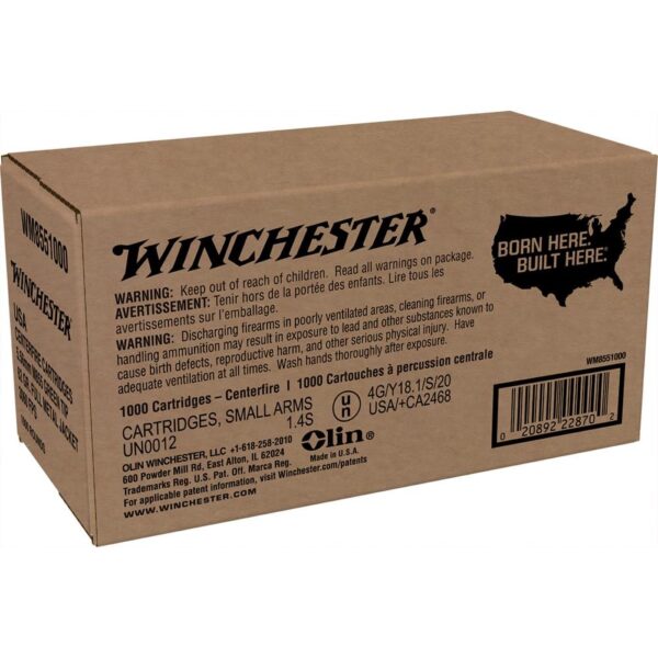 Winchester USA Lake City M855 Green Tip Rifle Ammunition 5.56mm 62 gr. FMJ 3060 fps 1000/ct (Bulk) - Precision Shot Firearms