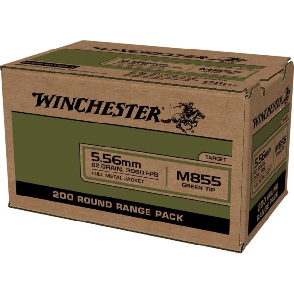 Winchester USA Lake City M855 Green Tip Rifle Ammunition 5.56mm 62 gr. FMJ 3060 fps 200/ct - Precision Shot Firearms