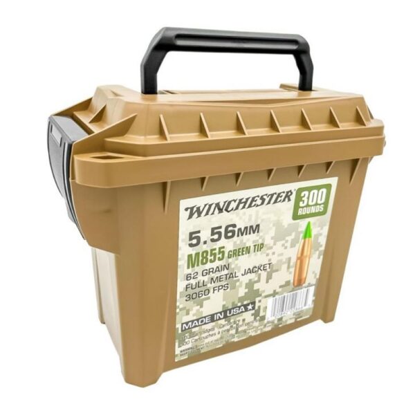 Winchester Lake City M855 Rifle Ammunition 5.56mm 62 gr. FMJ 3060 fps 300/ct (Polymer Ammo Can) - Precision Shot Firearms