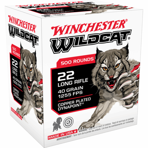 Winchester Wildcat Rimfire Ammunition .22LR 40 gr. CPHP 1255 fps 500/ct - Precision Shot Firearms