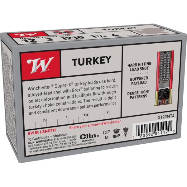 Winchester Super-X Turkey Loads Shotshells 12ga 3" 1-7/8 oz 1210 fps #4 10/ct - Precision Shot Firearms