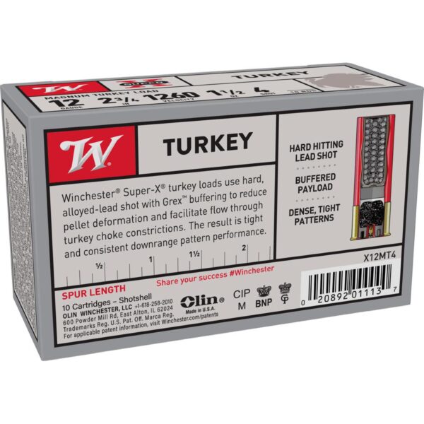Winchester Super-X Turkey Shotshells 12 ga 2-3/4" 1-1/2 oz 1260 fps #4 10/ct - Precision Shot Firearms