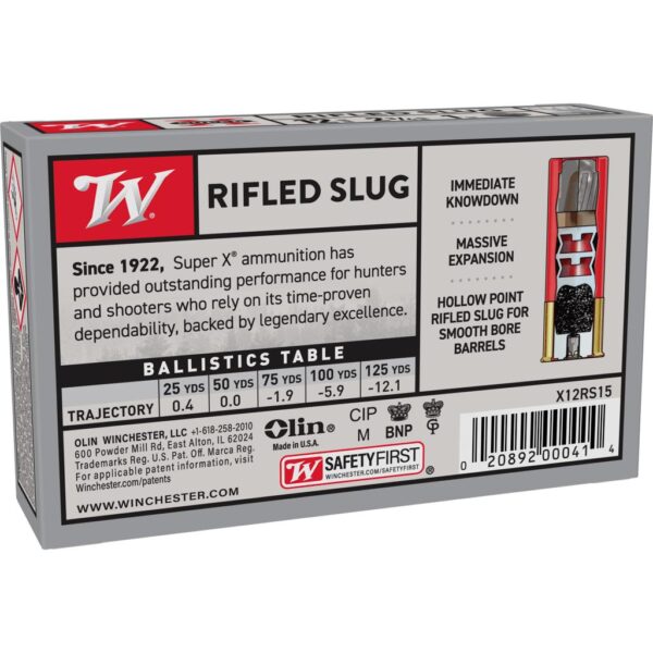Winchester Super-X Slug Shotshells 12 ga 2-3/4" 1 oz 1600 fps Slug 5/ct - Precision Shot Firearms