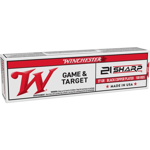 Winchester Game & Target Black Copper Plated Lead Rimfire Ammunition 21 Sharp 37gr FMJ 1335fps 100/ct - Precision Shot Firearms