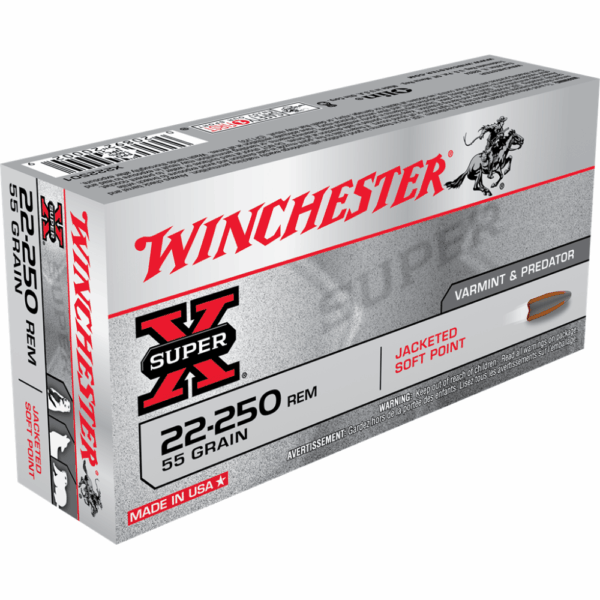Winchester Super-X Rifle Ammunition .22-250 Rem 55 gr. PSP 3680 fps 20/ct - Precision Shot Firearms