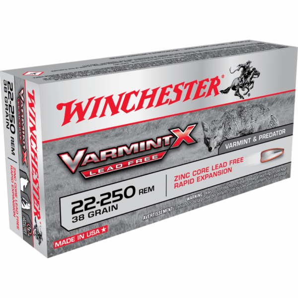 Winchester Lead Free Varmint X Rifle Ammunition .22-250 Rem 38 gr. HP 4090 fps 20/ct - Precision Shot Firearms