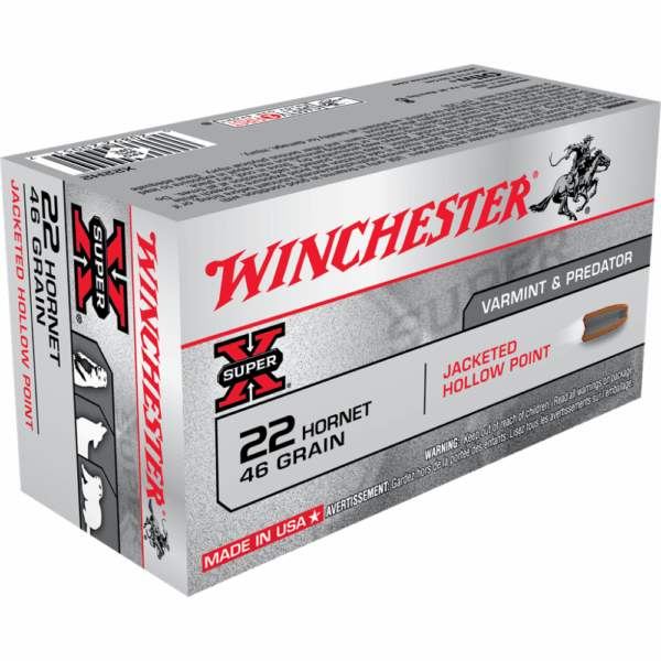 Winchester Super-X Rifle Ammunition .22 Hornet 46 gr. JHP 2690 fps 50/ct - Precision Shot Firearms