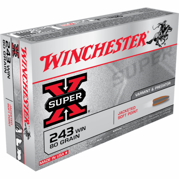 Winchester Super-X Rifle Ammunition .243 Win 80 gr. PSP 3350 fps 20/ct - Precision Shot Firearms