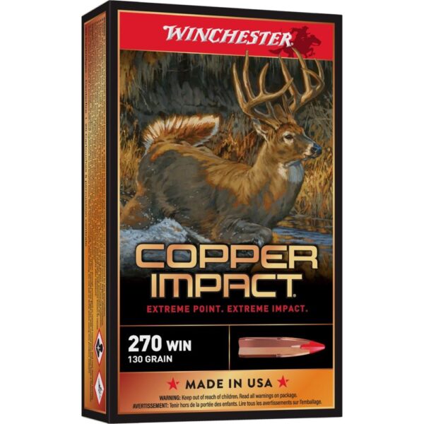 Winchester Copper Impact Rifle Ammunition 270 Win 130 gr. BT 3000 fps 20/ct - Precision Shot Firearms