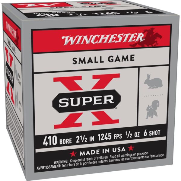 Winchester Super-X High-Brass Shotshells .410 ga 2-1/2" 1/2 oz 1245 fps #6 25/ct - Precision Shot Firearms