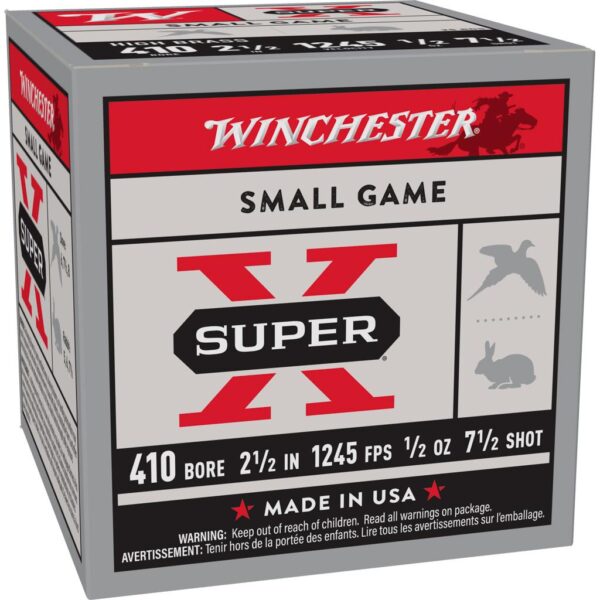 Winchester Super-X High-Brass Shotshells .410 ga 2-1/2" 1/2 oz 1245 fps #7.5 25/ct - Precision Shot Firearms